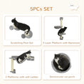 Load image into Gallery viewer, PawHut 5 Piece Cat Wall Shelves, Wall Mounted Cat Shelves with Hammock, Perches, Ladder, Scratching Posts, Cat Wall Furniture for Climbing and Relaxing, Gray