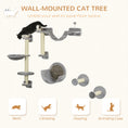 Load image into Gallery viewer, PawHut 5 Piece Cat Wall Shelves, Wall Mounted Cat Shelves with Hammock, Perches, Ladder, Scratching Posts, Cat Wall Furniture for Climbing and Relaxing, Gray