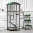 Load image into Gallery viewer, 65" Wooden Bird Cage Outdoor Aviary House for Parrot, Parakeet, with Pull Out Tray and 2 Doors, Grey
