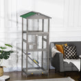 Load image into Gallery viewer, 65" Wooden Bird Cage Outdoor Aviary House for Parrot, Parakeet, with Pull Out Tray and 2 Doors, Grey