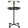 Load image into Gallery viewer, Bird Play Stand, Portable Parrot Perch, Bird Feeder Station, with Four Wheels, Stainless Steel Feeding Bowls, Round Tray, Grey