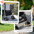 Load image into Gallery viewer, 4 Wheels Pet Stroller, 3 in 1 Dog Cat Travel Folding Carrier, for Small Dogs, Detachable, w/ Brake, Canopy, Basket, Storage Bag - Yellow