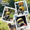 Load image into Gallery viewer, 4 Wheels Pet Stroller, 3 in 1 Dog Cat Travel Folding Carrier, for Small Dogs, Detachable, w/ Brake, Canopy, Basket, Storage Bag - Yellow