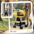 Load image into Gallery viewer, 4 Wheels Pet Stroller, 3 in 1 Dog Cat Travel Folding Carrier, for Small Dogs, Detachable, w/ Brake, Canopy, Basket, Storage Bag - Yellow