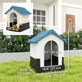 Charger l'image dans la visionneuse de la galerie, Outdoor Dog House, Plastic Dog Kennel, Water-Resistant Pet Shelter with Windows, Base Support for Garden Patio, Miniature Dogs, 25" x 22" x 26" - Blue