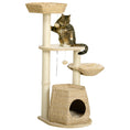Load image into Gallery viewer, Cat Tree Tower for Indoor Cats, Climbing Activity Centre, Kitten Furniture with Cattail Fluff Bed House, Sisal Scratching Post, Hanging Ball, 50 x 50 x 119cm, Natural Tone
