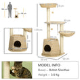 Load image into Gallery viewer, Cat Tree Tower for Indoor Cats, Climbing Activity Centre, Kitten Furniture with Cattail Fluff Bed House, Sisal Scratching Post, Hanging Ball, 50 x 50 x 119cm, Natural Tone