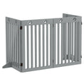 Load image into Gallery viewer, Freestanding Pet Gate 4 Panel Dog Barrier Folding Safety Fence with Support Feet up to 80.25" Long 29.5" Tall for Doorway Stairs Black Light Grey