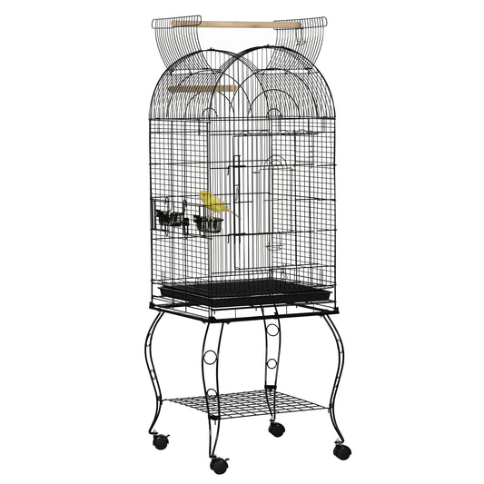 Bird Cage Budgie Cage Large Aviary for Parrot Finch Cockatiel with Stand, Shelf, Top Access