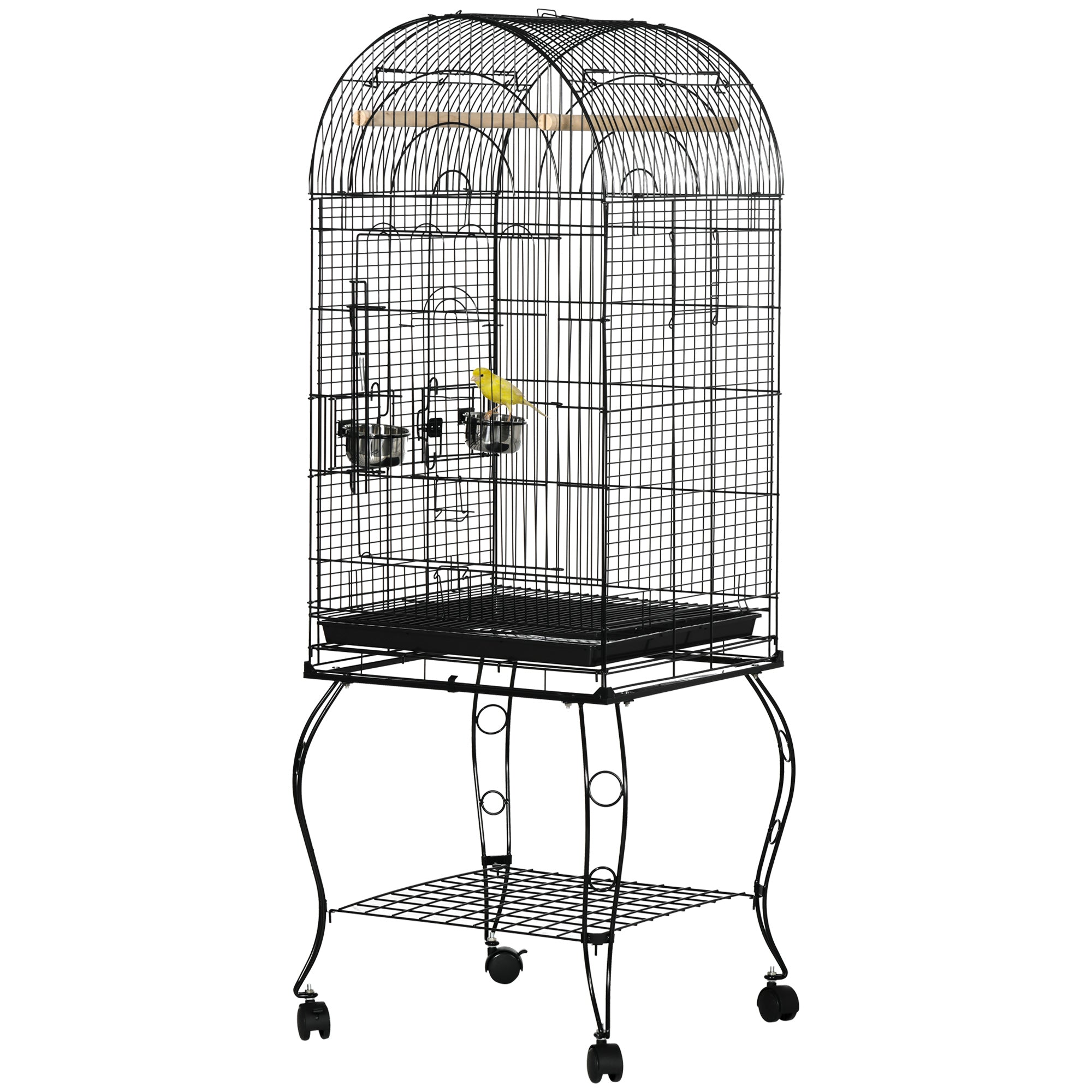 Bird Cage Budgie Cage Large Aviary for Parrot Finch Cockatiel with Stand, Shelf, Top Access