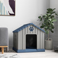 Load image into Gallery viewer, Dog Kennel Outdoor for Medium Dogs, Waterproof Plastic Dog House for Garden, Patio, Indoor Outdoor Pet Shelter with Elevated Base, 85 x 79 x 82 cm, Grey