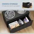 Load image into Gallery viewer, Raised Dog Bowl, Elevated Pet Bowls with Slow Feeder, Two Stainless Steel Bowls, Drawer, for Large & Extra Large Dogs, Black