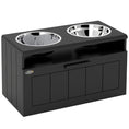 Load image into Gallery viewer, Raised Dog Bowl, Elevated Pet Bowls with Slow Feeder, Two Stainless Steel Bowls, Drawer, for Large & Extra Large Dogs, Black