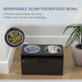 Load image into Gallery viewer, Raised Dog Bowl, Elevated Pet Bowls with Slow Feeder, Two Stainless Steel Bowls, Drawer, for Large & Extra Large Dogs, Black