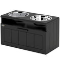 Load image into Gallery viewer, Raised Dog Bowl, Elevated Pet Bowls with Slow Feeder, Two Stainless Steel Bowls, Drawer, for Large & Extra Large Dogs, Black