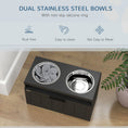 Load image into Gallery viewer, Raised Dog Bowl, Elevated Pet Bowls with Slow Feeder, Two Stainless Steel Bowls, Drawer, for Large & Extra Large Dogs, Black