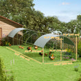 Load image into Gallery viewer, Chicken Run, Galvanized Large Metal Chicken Coop Cage, Walk-in Enclosure Poultry Hen Run House Playpen Rabbit Hutch with Dome Roof, Cover, 9.2' × 31.2' × 6.4', Silver