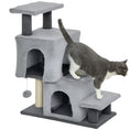 Load image into Gallery viewer, Adjustable Height Cat Stairs, 4-Step Pet Steps with Scratching Posts, Cat Condo, Hanging Ball, Dog Stairs for Sofa and High Bed, for Kittens and Small Dogs, Grey