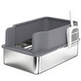 Charger l'image dans la visionneuse de la galerie, 22.8"x14.6"x11.8" Stainless Steel Sifting Litter Box, Sifting Stainless Steel Litter Box for Pine Pellets, High Sided, Anti-Leakage, Less Tracking, Includes Scoop & 10 Pads