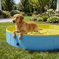 Load image into Gallery viewer, Foldable Dog Pool for Puppies and Ducks, Thickened PVC Dog Paddling Pool Bath Tub Hard Board, Anti-Slip Bottom and Hose Adapter for Easy Drainage, 140 x 30cm, Blue and Yellow
