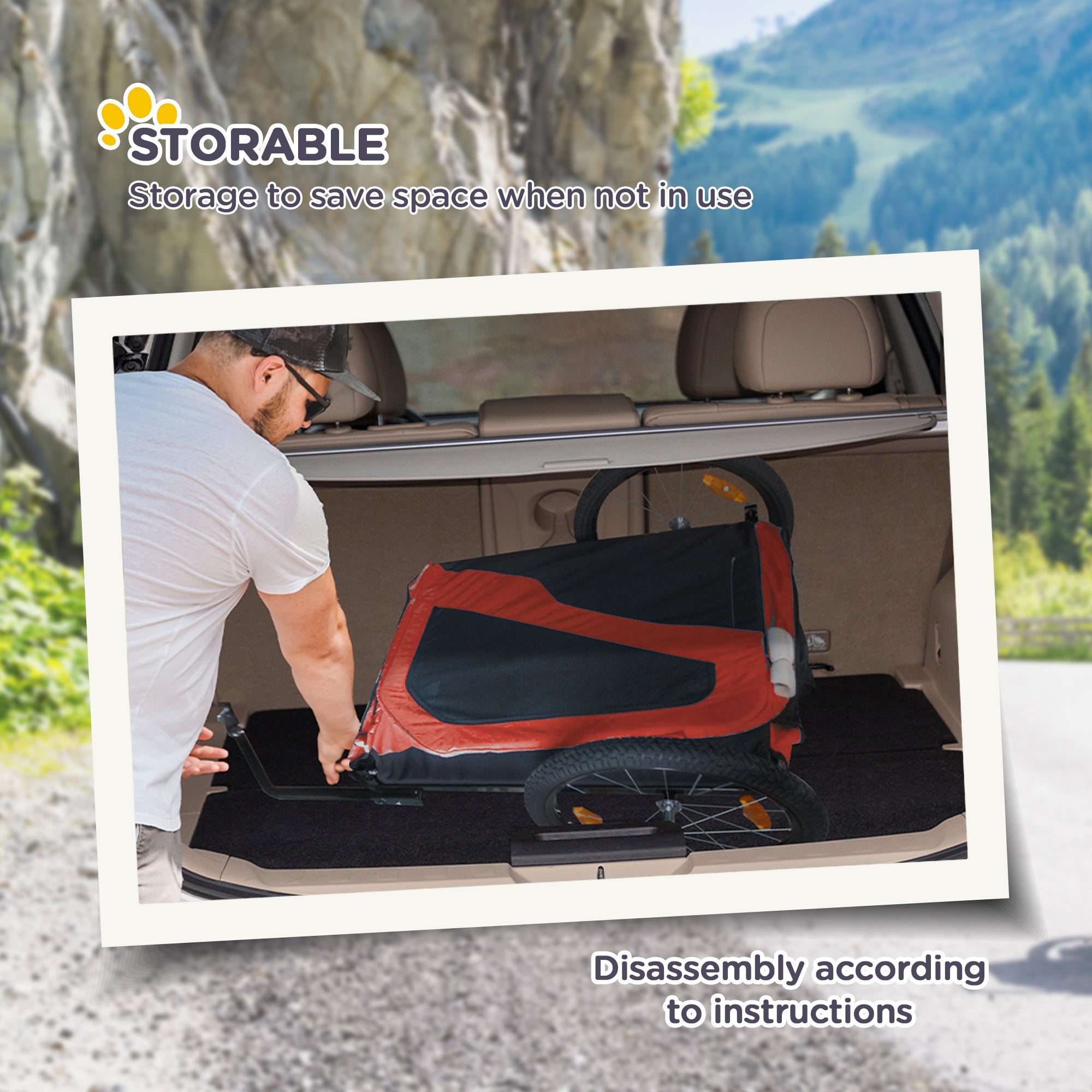 Aosom 2-in-1 Dog Bike Trailer Pet Stroller Carrier for Large Dogs with Hitch, Quick-release Wheels, Foot Support, Pet Bicycle Cart Wagon Cargo for Travel, Red