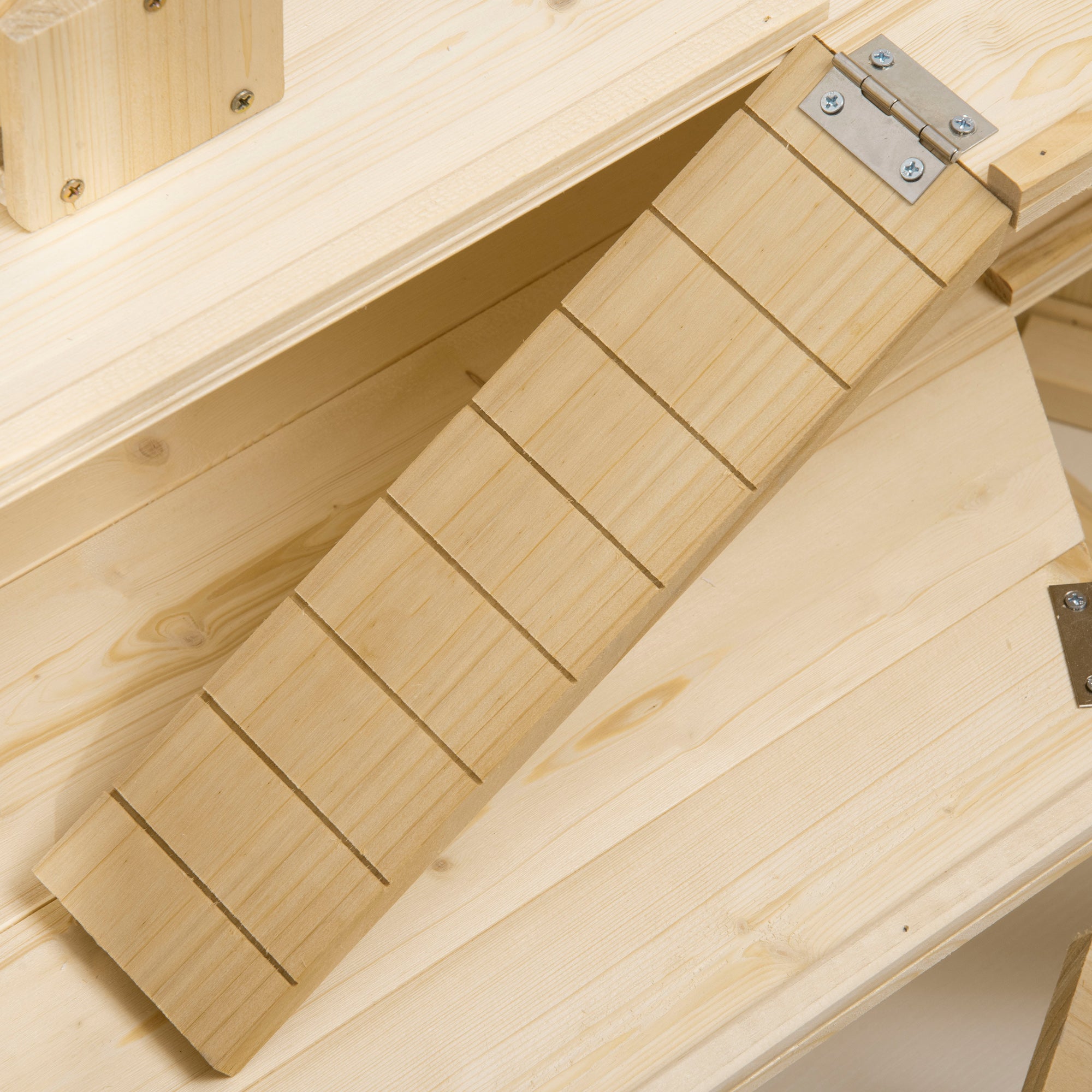 PawHut Wooden Large Hamster Cage Small Animal Exercise Play House 3 Tier with Tray, Seesaws, Water Bottle, Activity Center, Natural