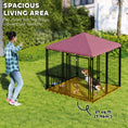 Load image into Gallery viewer, PawHut 4.6' x 4.6' x 5' Outdoor Dog Kennel, Welded Wire Heavy Duty Dog Run with 360° Rotating & 4 Level Adjustable Bowls, Dog Kennel Outside with Waterproof & UV Resistant Cover, for S&M Dogs
