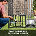 Load image into Gallery viewer, PawHut 4.6' x 4.6' x 5' Outdoor Dog Kennel, Welded Wire Heavy Duty Dog Run with 360° Rotating & 4 Level Adjustable Bowls, Dog Kennel Outside with Waterproof & UV Resistant Cover, for S&M Dogs