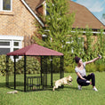Load image into Gallery viewer, PawHut 4.6' x 4.6' x 5' Outdoor Dog Kennel, Welded Wire Heavy Duty Dog Run with 360° Rotating & 4 Level Adjustable Bowls, Dog Kennel Outside with Waterproof & UV Resistant Cover, for S&M Dogs