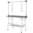 Charger l'image dans la visionneuse de la galerie, 42in Foldable Dog Grooming Table, Pet Grooming Table with Adjustable Grooming Arms, Storage Shelf, Two Nooses, 42" x 24" x 61", Black