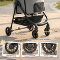 Load image into Gallery viewer, Dog Stroller, 3 in 1 Foldable Pet Stroller for Small Puppy Cat with Detachable Travel Carrier, 4 Wheels Dog Pram with Storage Basket, Seat Leashes, Mesh Window, Grey