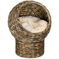 Load image into Gallery viewer, Wicker Cat Bed, Elevated Rattan Kitten Bed with Cushion, Handwoven Cat Egg Chair Kitty House with Stand for Indoor Cats, Grey