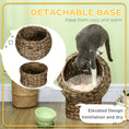 Load image into Gallery viewer, Wicker Cat Bed, Elevated Rattan Kitten Bed with Cushion, Handwoven Cat Egg Chair Kitty House with Stand for Indoor Cats, Grey