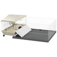 Load image into Gallery viewer, PawHut Small Animal Cage with Removable Pet Playpen, Guinea Pig Cage with Waterproof Pad, Hay Feeder, Water Bottle, Food Dish, Hideaway, Balcony, Soft-Covered Ramp, Wheels, for Guinea Pig, Hedgehog