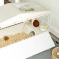 Load image into Gallery viewer, PawHut Small Animal Cage with Removable Pet Playpen, Guinea Pig Cage with Waterproof Pad, Hay Feeder, Water Bottle, Food Dish, Hideaway, Balcony, Soft-Covered Ramp, Wheels, for Guinea Pig, Hedgehog