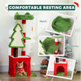 Load image into Gallery viewer, Christmas Cat Tree, 103cm Multilevel Cat Climbing Tower with Scratching Post and Board, Condo, Platform and Toys, Kitty Activity Centre for Indoor Kittens, Green