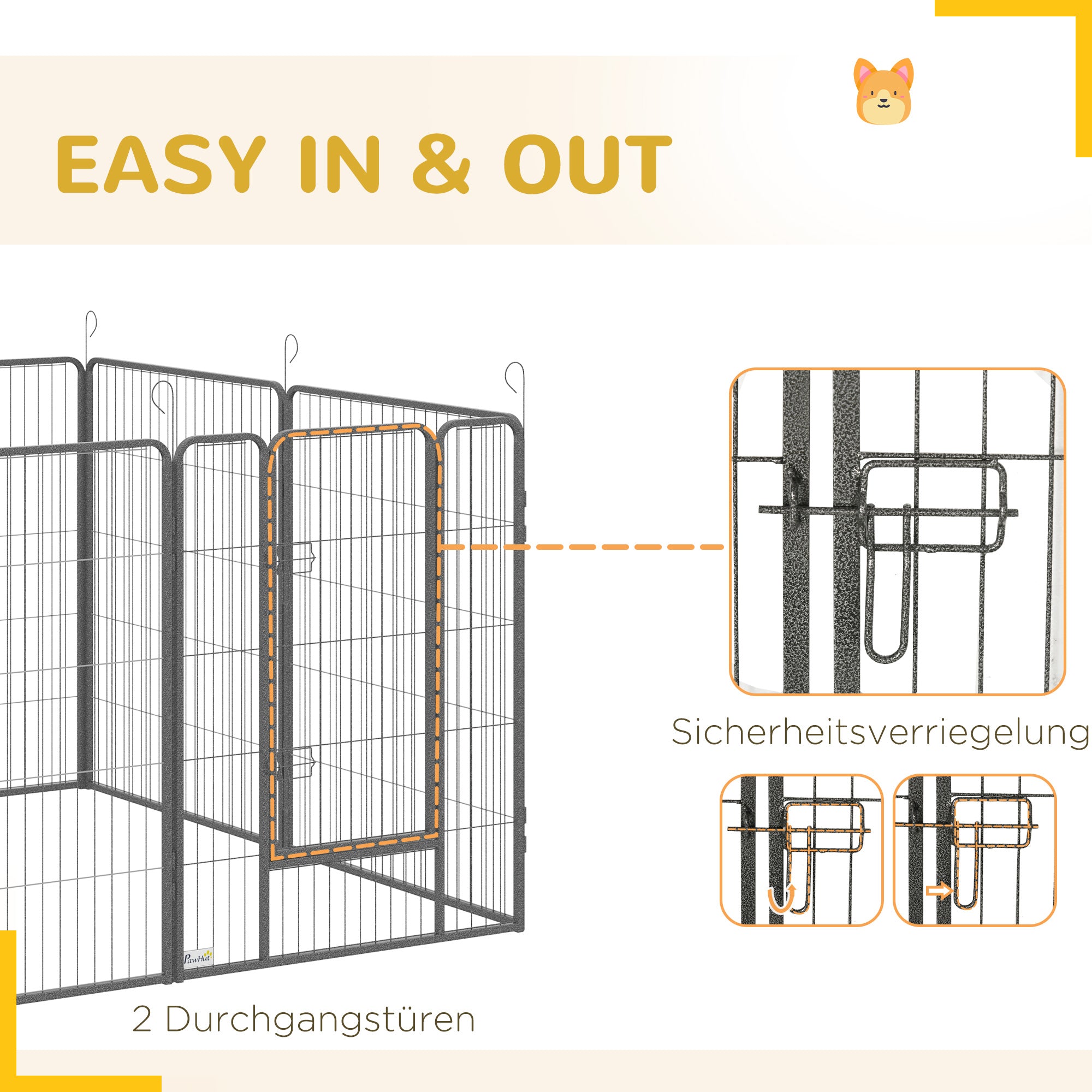 Dog Playpen, Wide 31.5"W Heavy-Duty Metal Puppy Play Pen, Pet Exercise Fences for Outside and Indoor, DIY Design with Door for Multiple Dogs, 16 Panels, 39"H