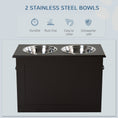 Load image into Gallery viewer, PawHut Raised Pet Feeding Storage Station with 2 Stainless Steel Bowls Base for Large Dogs and Other Large Pets, Coffee