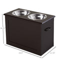 Load image into Gallery viewer, PawHut Raised Pet Feeding Storage Station with 2 Stainless Steel Bowls Base for Large Dogs and Other Large Pets, Coffee