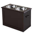 Load image into Gallery viewer, PawHut Raised Pet Feeding Storage Station with 2 Stainless Steel Bowls Base for Large Dogs and Other Large Pets, Coffee