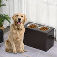 Load image into Gallery viewer, PawHut Raised Pet Feeding Storage Station with 2 Stainless Steel Bowls Base for Large Dogs and Other Large Pets, Coffee