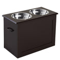 Load image into Gallery viewer, PawHut Raised Pet Feeding Storage Station with 2 Stainless Steel Bowls Base for Large Dogs and Other Large Pets, Coffee