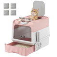 Load image into Gallery viewer, Cat litter Box with Lid, Enclosed Cat Litter Box with Pull-Out Drawer Tray, Scoop, 4 Deodorisation Bags, Front Entry & Top Exit, Privacy, Odour Control and Easy to Clean, Pink
