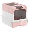 Load image into Gallery viewer, Cat litter Box with Lid, Enclosed Cat Litter Box with Pull-Out Drawer Tray, Scoop, 4 Deodorisation Bags, Front Entry & Top Exit, Privacy, Odour Control and Easy to Clean, Pink