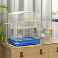 Load image into Gallery viewer, Bird Cage with Perches, Food Bowls, Swing, Parrot Cage for Budgie, Parakeet, Small Bird, 46.5 x 36 x 59cm, Blue