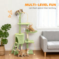 Load image into Gallery viewer, Cat Tree, 53" Cat Tower for Indoor Kittens with Sisal Scratching Posts, Plush Perches, Condo, Hammock, Ladder, Dangling Toys, Multi-Level Kitty Activity Centre, Green