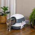 Load image into Gallery viewer, Foldable Cat Litter Box with Lid, Hooded Cat Litter Tray with High Sides, Air Freshener, Large Two-Way Entrance, Scoop, White