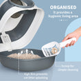 Load image into Gallery viewer, PawHut Cat Litter Box with Lid, Covered Litter Box w/ High Sides, Air Freshener, Large Two-Way Entrance Kitty Litter Box, Foldable, Easy Clean, White, and Gray
