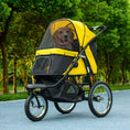 Load image into Gallery viewer, Dog Pram Dog Stroller Jogger Foldable Pet Pushchair for Medium, Small Dogs, w/ Rubber Wheels, Washable Cushion - Yellow