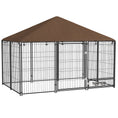 Load image into Gallery viewer, Large Dog Run, 6.9' x 4.6' x 5' Outdoor Dog Kennel with Canopy, Rotating Bowls, Door for Backyard & Garden, Coffee